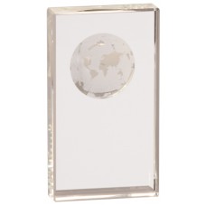 CRY6524 Clear Crystal Rectangle with Globe Etching 